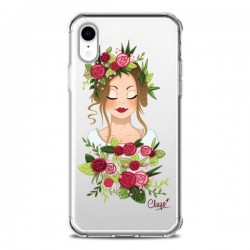 Coque iPhone XR Femme Closed Eyes Fleurs Transparente...