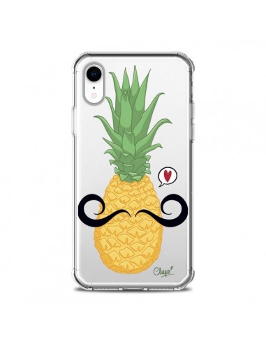 Coque iPhone XR Ananas Moustache Transparente souple - Chapo