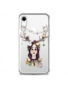 Coque iPhone XR Christmas Girl Femme Noel Bois Cerf...