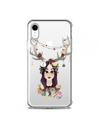 Coque iPhone XR Christmas Girl Femme Noel Bois Cerf Transparente souple - Chapo