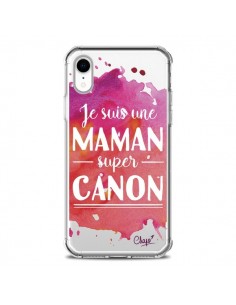 Coque iPhone XR Je suis une Maman super Canon Rose...