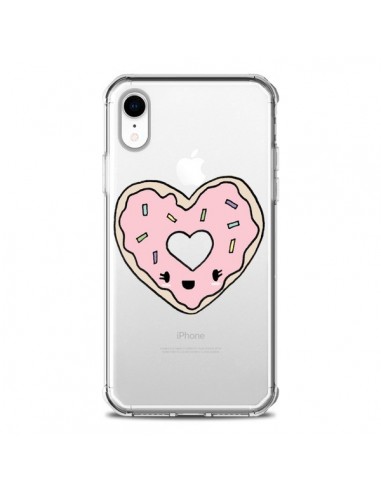 Coque iPhone XR Donuts Heart Coeur Rose Transparente souple - Claudia Ramos