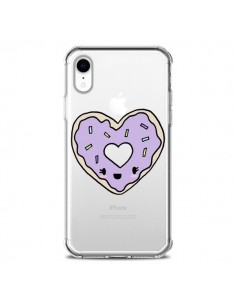 Coque iPhone XR Donuts Heart Coeur Violet Transparente...
