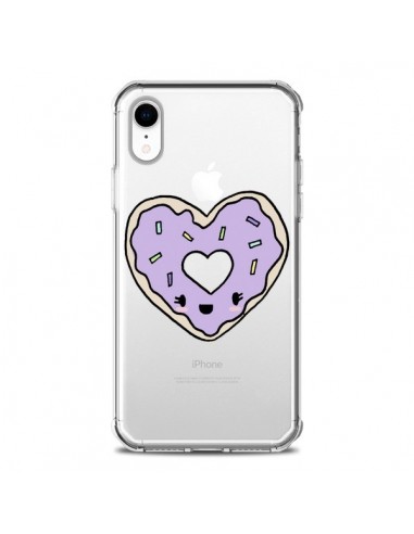 Coque iPhone XR Donuts Heart Coeur Violet Transparente souple - Claudia Ramos