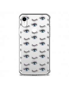 Coque iPhone XR Eyes Oeil Yeux Bleus Mosaïque...