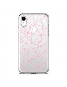 Coque iPhone XR Lignes Triangle Rose Transparente souple...