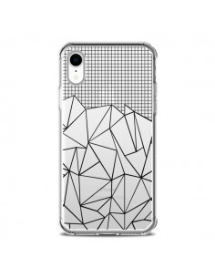 Coque iPhone XR Lignes Grille Grid Abstract Noir...
