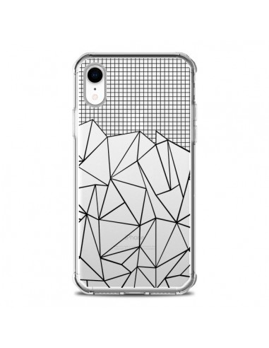 Coque iPhone XR Lignes Grille Grid Abstract Noir Transparente souple - Project M