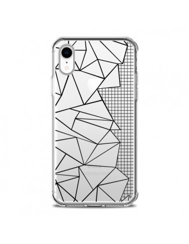 Coque iPhone XR Lignes Grilles Side Grid Abstract Noir Transparente souple - Project M