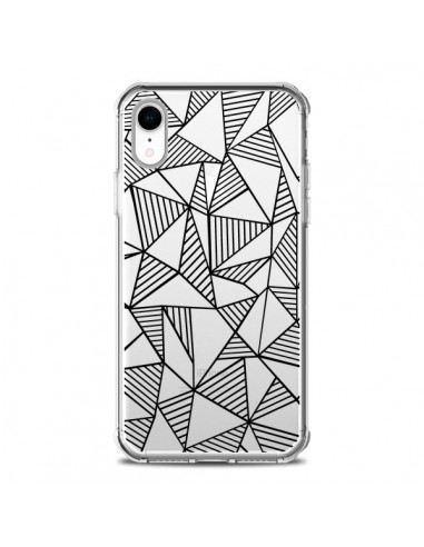 Coque iPhone XR Lignes Grilles Triangles Grid Abstract Noir Transparente souple - Project M