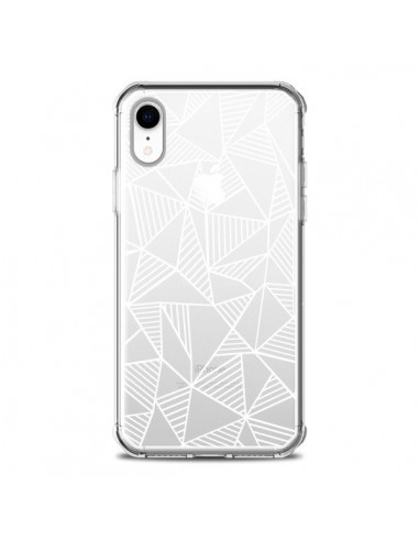 Coque iPhone XR Lignes Grilles Triangles Grid Abstract Blanc Transparente souple - Project M