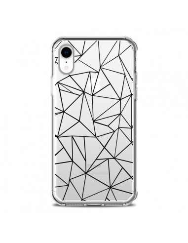 Coque iPhone XR Lignes Triangles Grid Abstract Noir Transparente souple - Project M