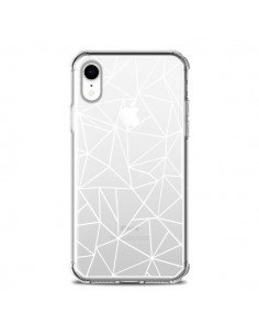 Coque iPhone XR Lignes Triangles Grid Abstract Blanc...