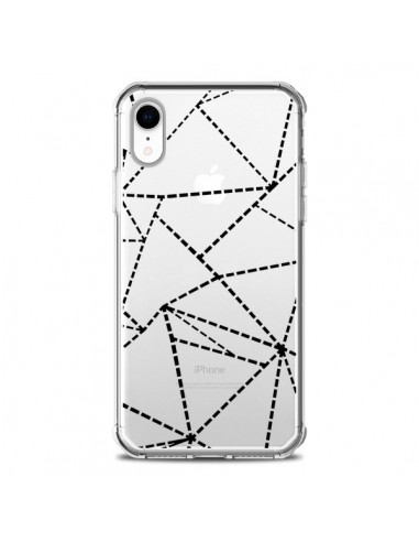 Coque iPhone XR Lignes Points Abstract Noir Transparente souple - Project M