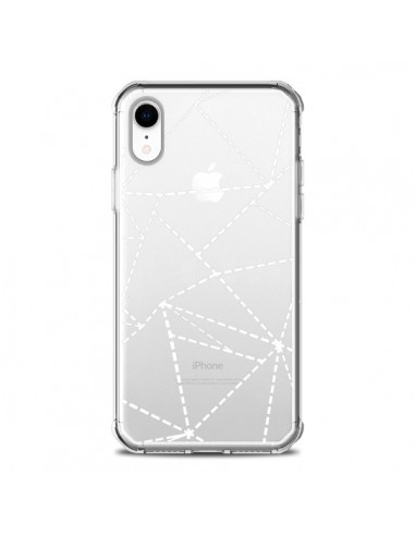 Coque iPhone XR Lignes Points Abstract Blanc Transparente souple - Project M