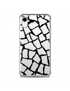 Coque iPhone XR Girafe Mosaïque Noir Transparente souple...