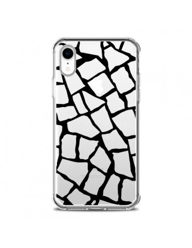 Coque iPhone XR Girafe Mosaïque Noir Transparente souple - Project M