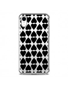 Coque iPhone XR Coeurs Heart Noir Transparente souple -...