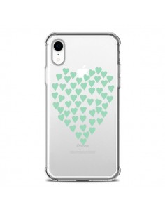 Coque iPhone XR Coeurs Heart Love Mint Bleu Vert...
