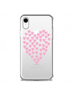Coque iPhone XR Coeurs Heart Love Rose Pink Transparente...