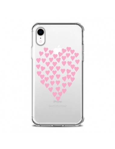 Coque iPhone XR Coeurs Heart Love Rose Pink Transparente souple - Project M