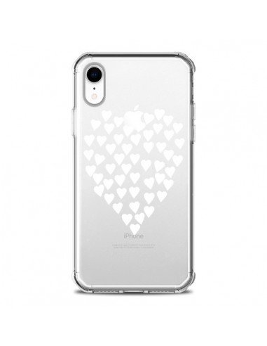 Coque iPhone XR Coeurs Heart Love Blanc Transparente souple - Project M