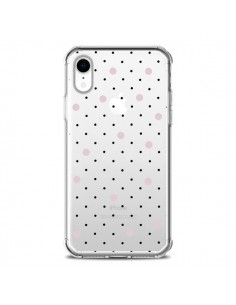 Coque iPhone XR Point Rose Pin Point Transparente souple...