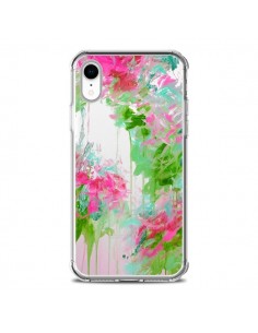 Coque iPhone XR Fleur Flower Rose Vert Transparente...