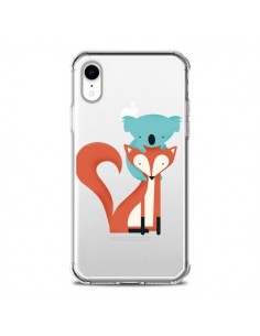 Coque iPhone XR Renard et Koala Love Transparente souple...