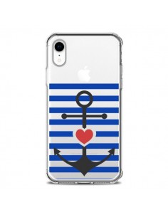 Coque iPhone XR Mariniere Ancre Marin Coeur Transparente...