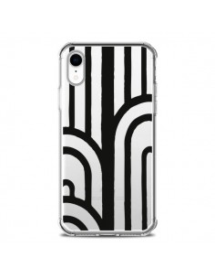 Coque iPhone XR Geometric Noir Transparente souple -...