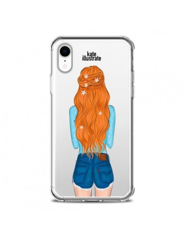 Coque iPhone XR Red Hair Don't Care Rousse Transparente souple - kateillustrate