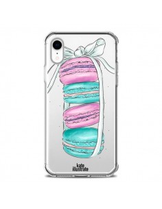 Coque iPhone XR Macarons Pink Mint Rose Transparente...
