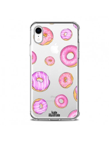 Coque iPhone XR Pink Donuts Rose Transparente souple - kateillustrate