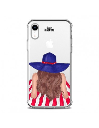 Coque iPhone XR Beah Girl Fille Plage Transparente souple - kateillustrate