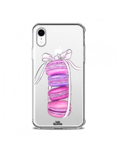 Coque iPhone XR Macarons Pink Purple Rose Violet Transparente souple - kateillustrate