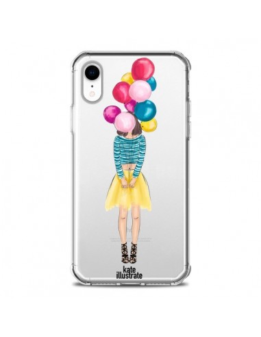 Coque iPhone XR Girls Balloons Ballons Fille Transparente souple - kateillustrate