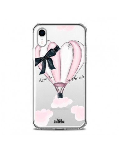 Coque iPhone XR Love is in the Air Love Montgolfier Transparente souple - kateillustrate