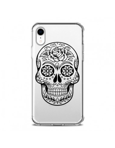 Coque iPhone XR Tête de Mort Mexicaine Noir Transparente souple - Laetitia