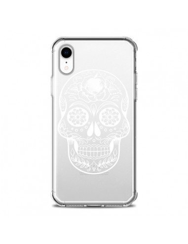 Coque iPhone XR Tête de Mort Mexicaine Blanche Transparente souple - Laetitia