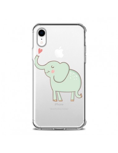 Coque iPhone XR Elephant Elefant Animal Coeur Love  Transparente souple - Petit Griffin