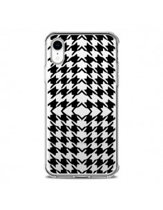 Coque iPhone XR Vichy Carre Noir Transparente souple -...