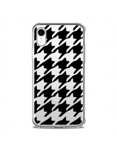 Coque iPhone XR Vichy Gros Carre noir Transparente souple...