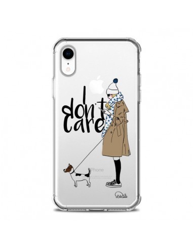 Coque iPhone XR I don't care Fille Chien Transparente souple - Lolo Santo