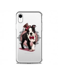 Coque iPhone XR Chien Bulldog Dog Gentleman Noeud...