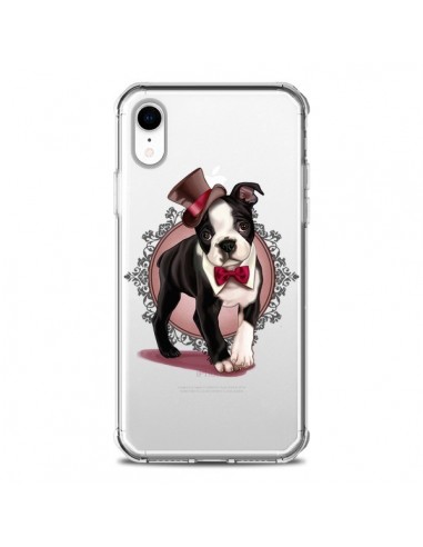 Coque iPhone XR Chien Bulldog Dog Gentleman Noeud Papillon Chapeau Transparente souple - Maryline Cazenave