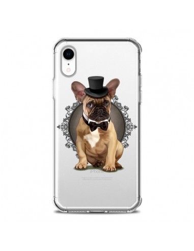 Coque iPhone XR Chien Bulldog Noeud Papillon Chapeau Transparente souple - Maryline Cazenave