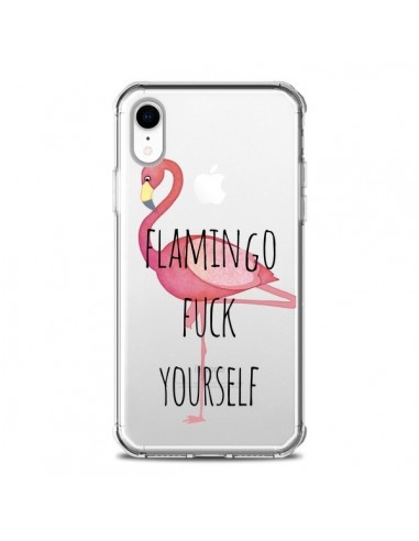Coque iPhone XR Flamingo Fuck Transparente souple - Maryline Cazenave