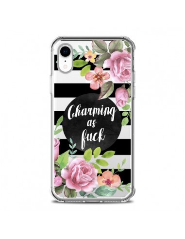 Coque iPhone XR Charming as Fuck Fleurs Transparente souple - Maryline Cazenave