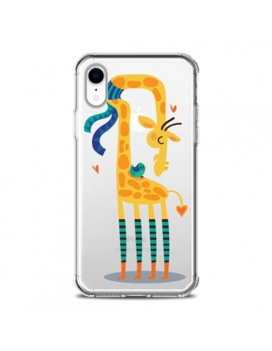 Coque iPhone XR L'oiseau et la Girafe Amour Love Transparente souple - Maria Jose Da Luz